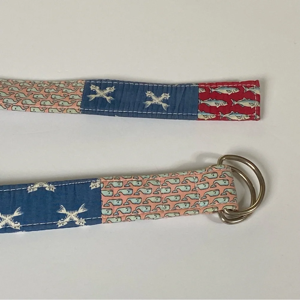 Vineyard Vines Belt Size Large Boy’s D Ring Canvas D-Ring Patchwork Preppy girls